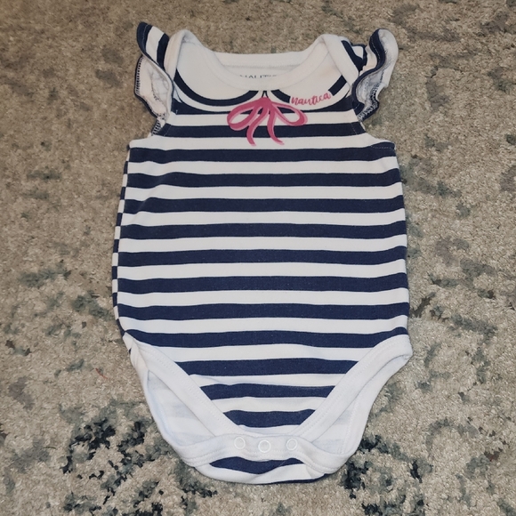 Nautica Striped Navy and White Baby Bodysuit - Picture 1 of 2